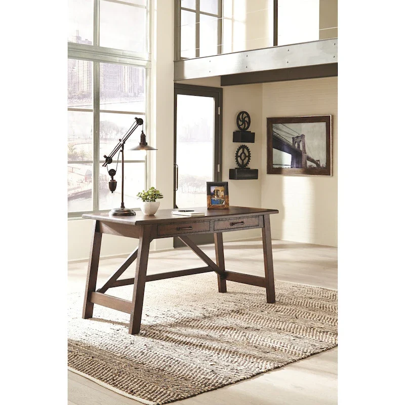 Baldridge Rustic Brown Home Office Large Leg Desk