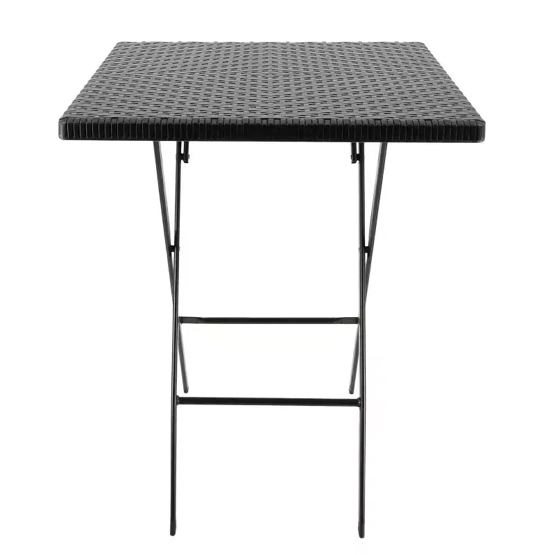 Elama Plastic Rattan Folding Square Table in Black