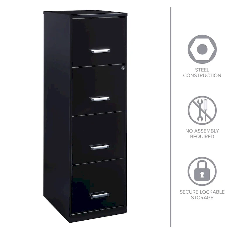 Space Solutions 18-inch Deep 4-drawer Black Metal File Cabinet