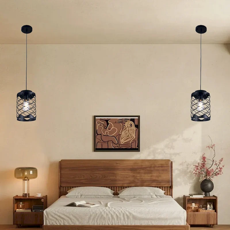 CurveCurio 7  Wave Design Matte Black Modern Industrial Pendant Light Single Light-E26 Base - 7  * 7  * 14