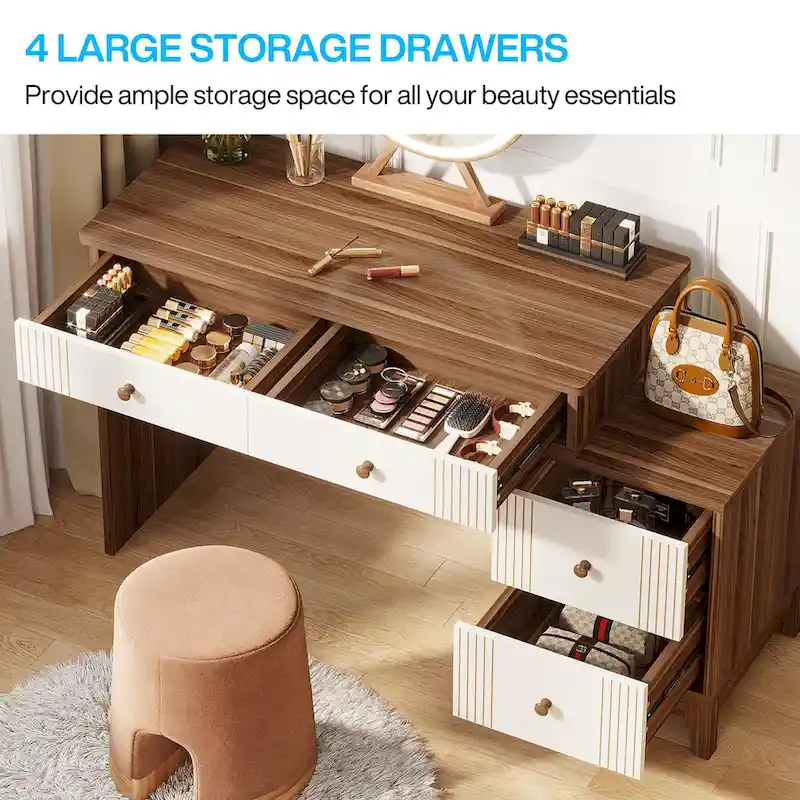 51-Inch Makeup Vanity Table with 4 Large Drawers