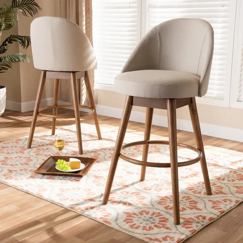 Mid-Century Modern Swivel 2-Piece Bar Stool Set