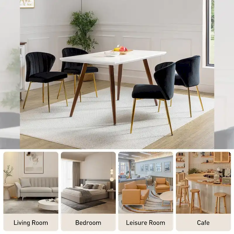 Barbara Side Chair with Metal Base Set of 4 by HULALA HOME