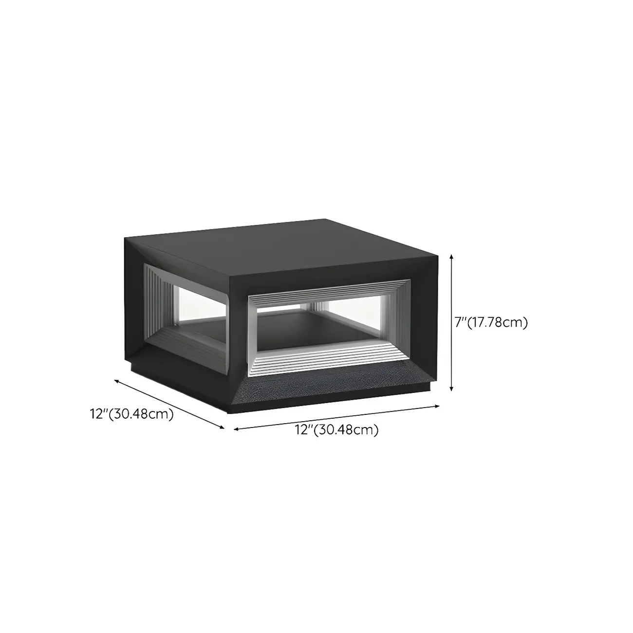 Black Metal Clear Glass Ambient Cubic Post Cap Light