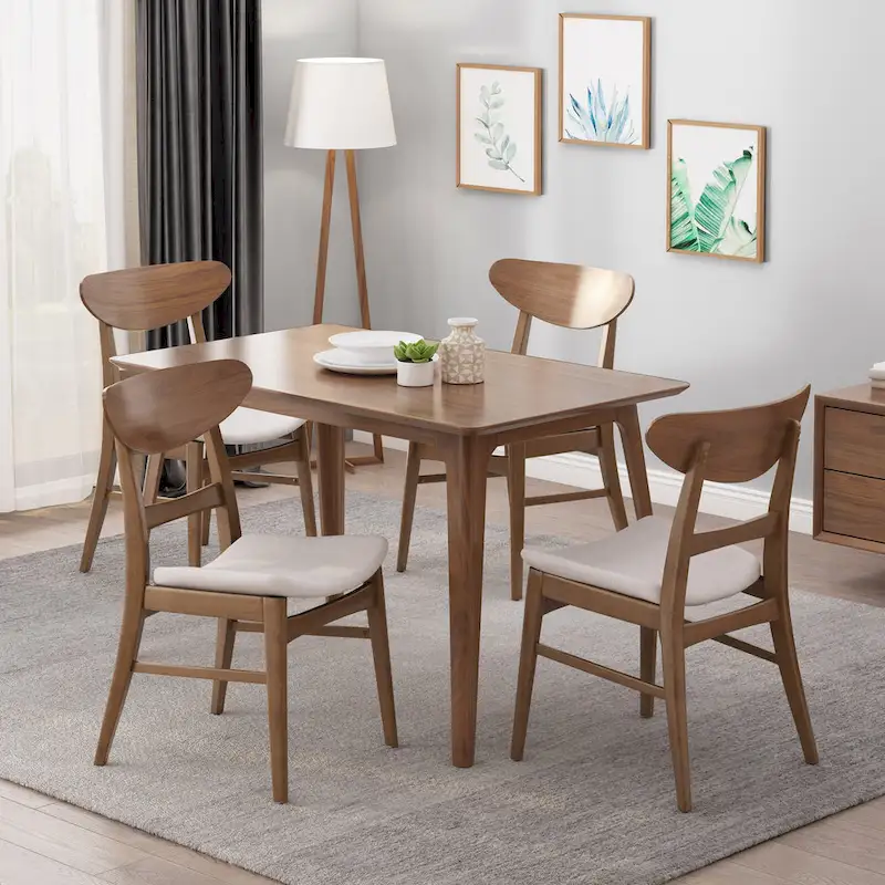 Mid-Century Modern Armless Dining Chairs with Splayed Legs - Set of 4