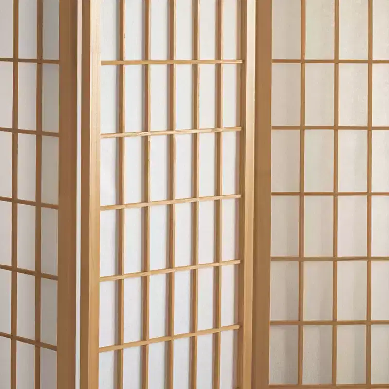 Oriental Furniture 4 ft. Tall Window Pane Shoji Screen - Natural (3 Panels): Oriental Furniture, Hardwood Frame, Metal Hardware