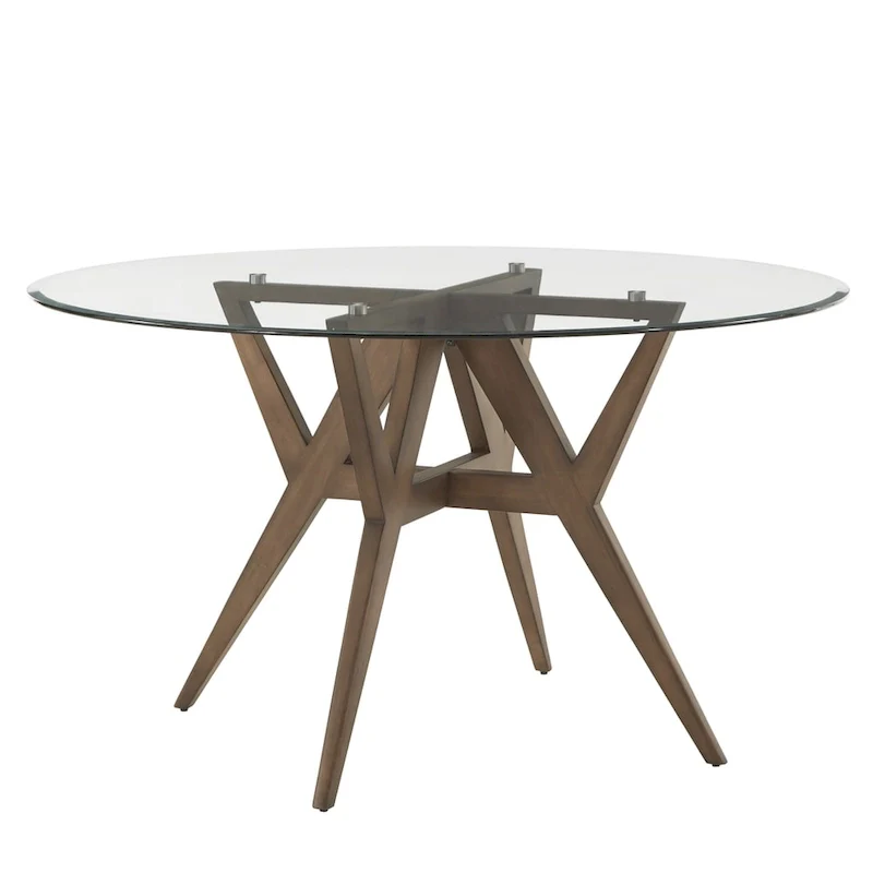 Sheeba Round Mid-Century Modern Walnut Base Dining Table by iNSPIRE Q Modern