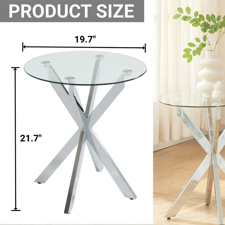 19.7 End Table With Glass Top