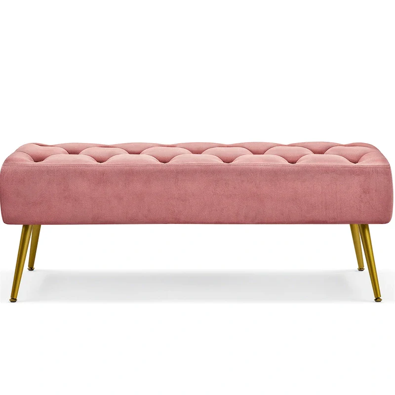 Yaheetech Upholstered Footstool Velvet Ottoman Button-Tufted Table Bench - 451617