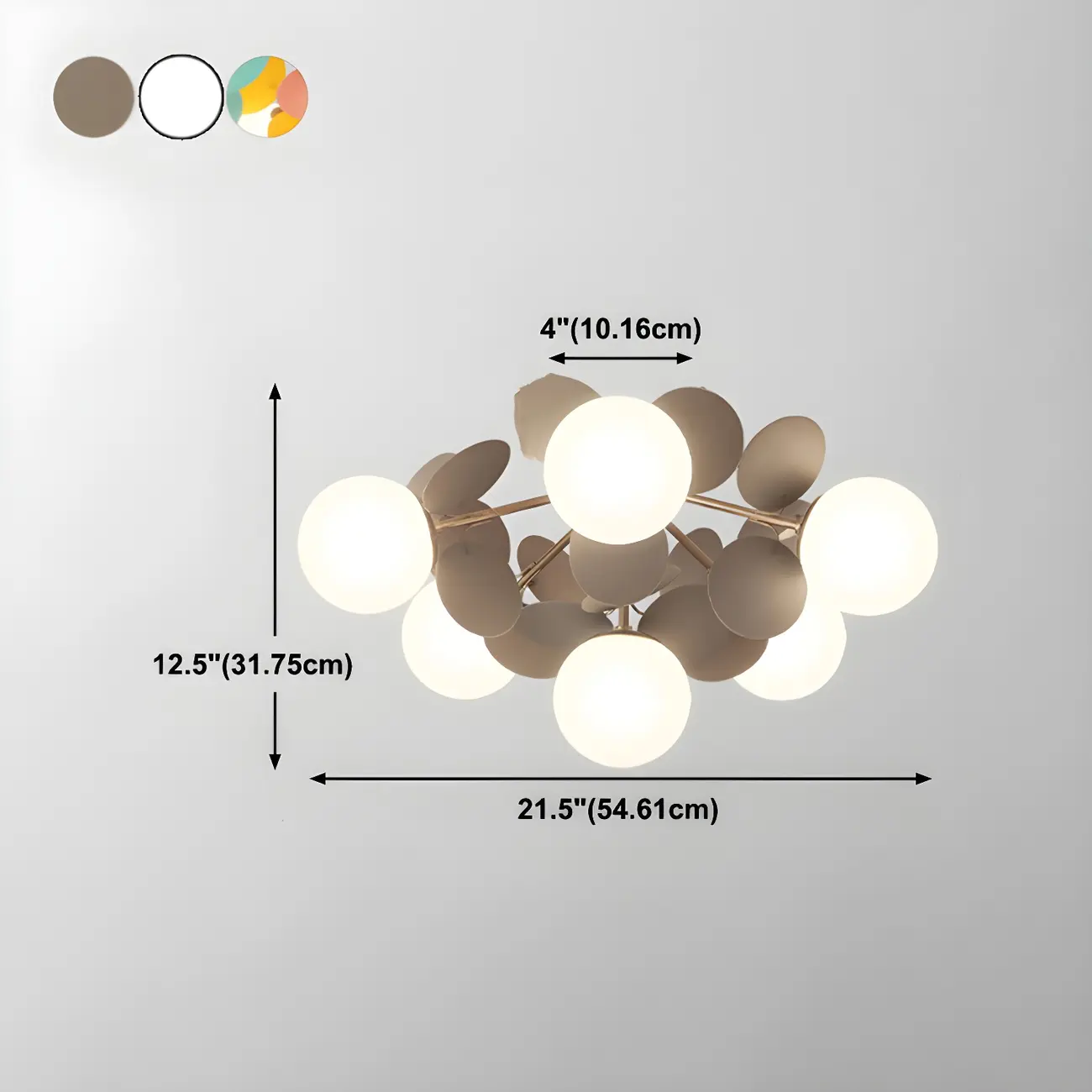 Modern Bedroom Glass Ball Semi Flush Mount Ceiling Light