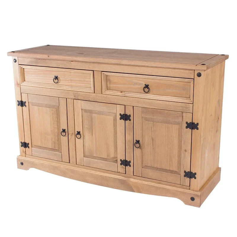 OS Home and Office Furniture Model COR916 Cottage Series Wood Buffet Sideboard in Corona Brown