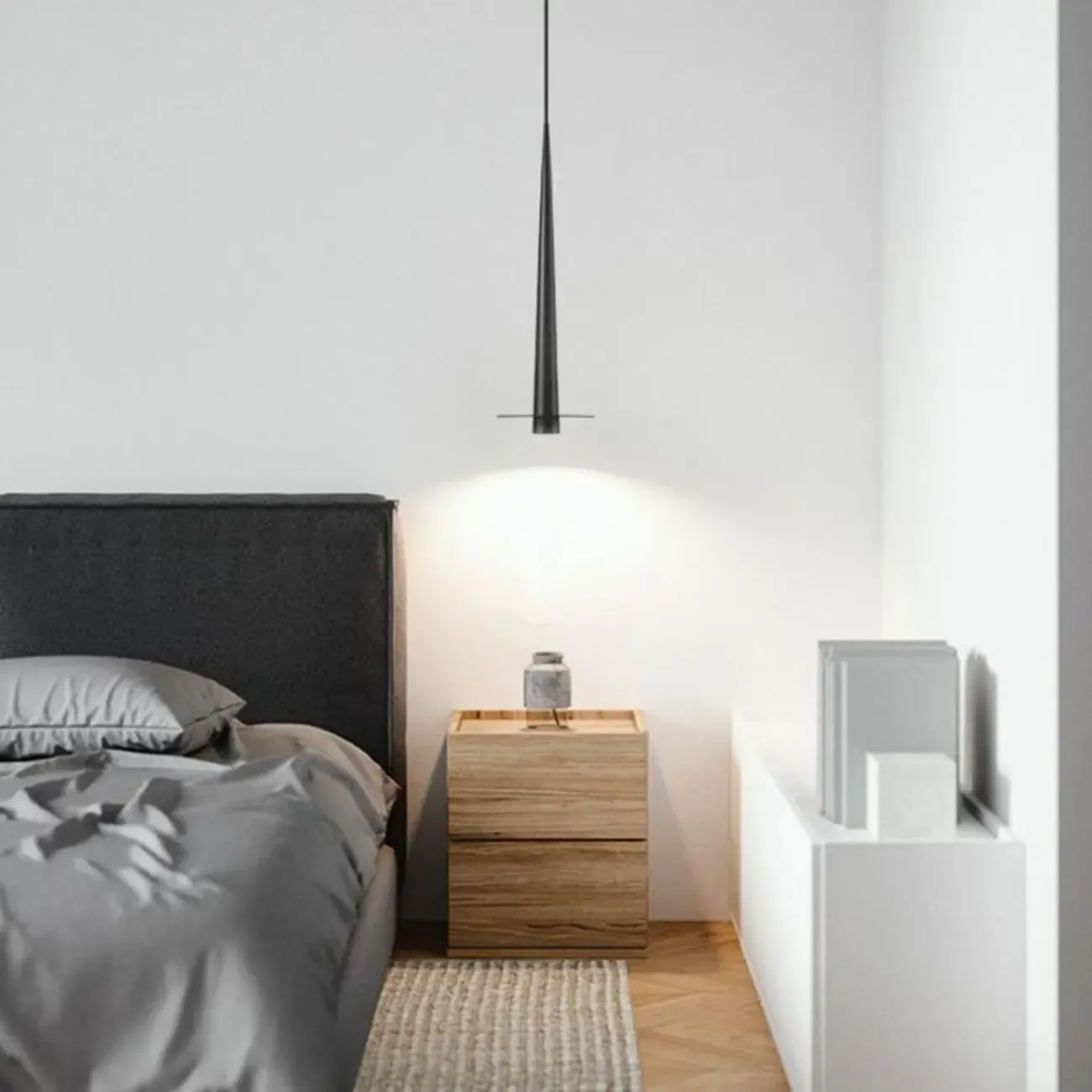 Geometric Black Metal LED Pendant Light with Aluminum Shade