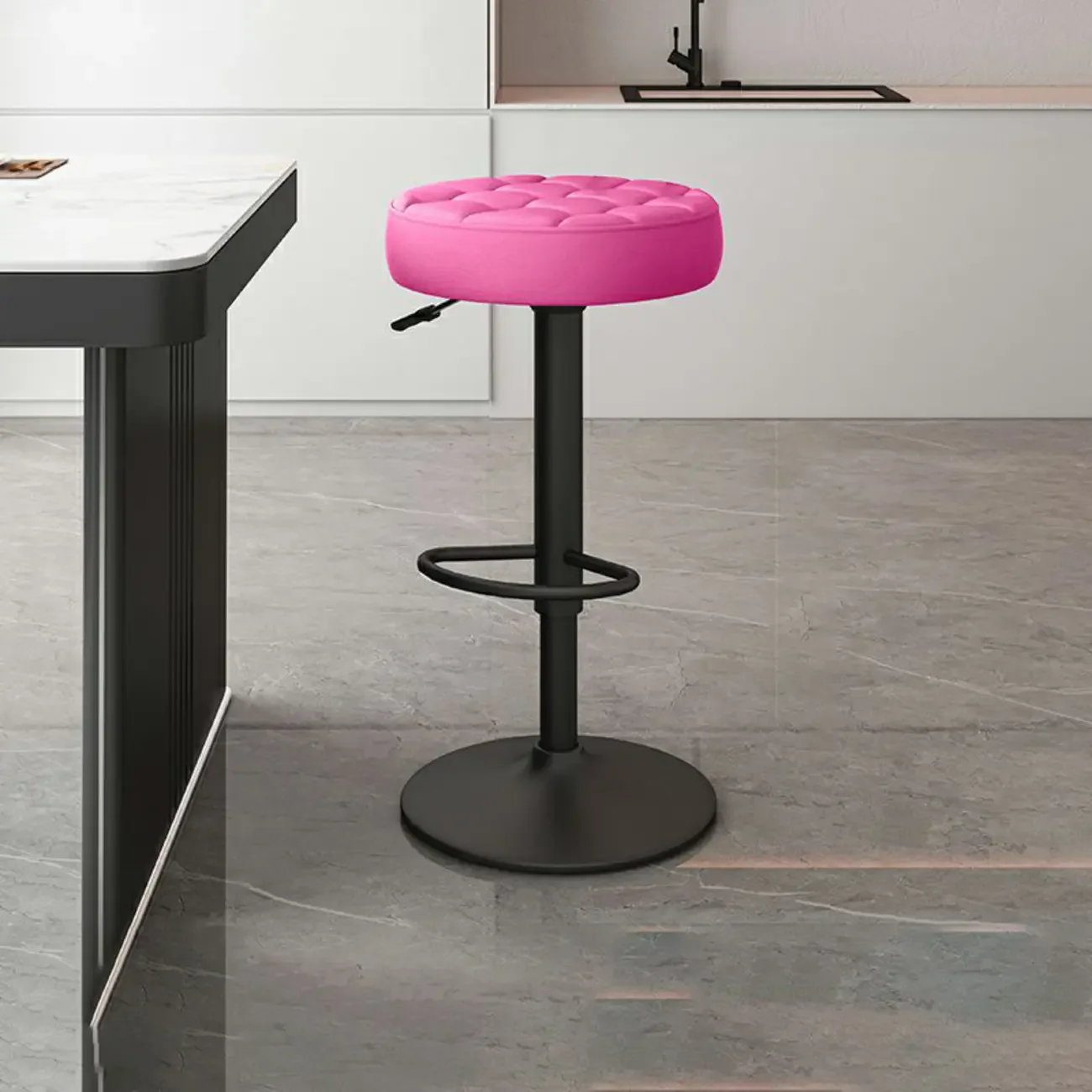 Leather Upholstered Adjustable Swivel Bar Stools