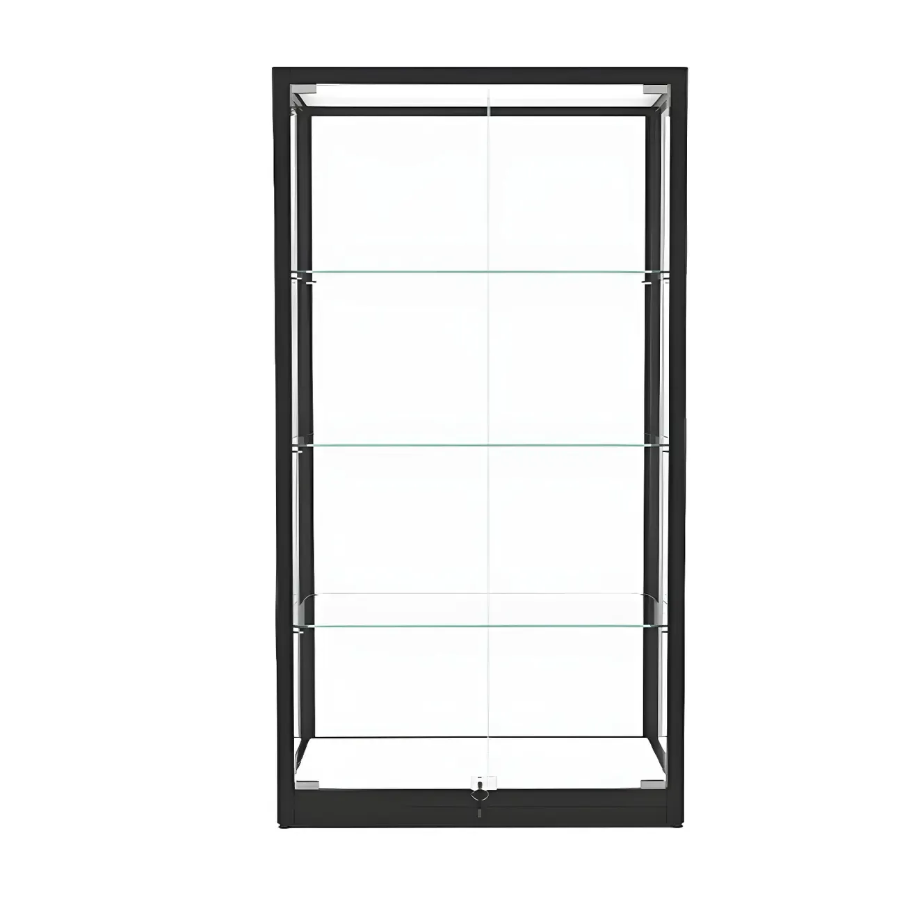 Modern Glass Black Curio Cabinet with Adjustable Shelves