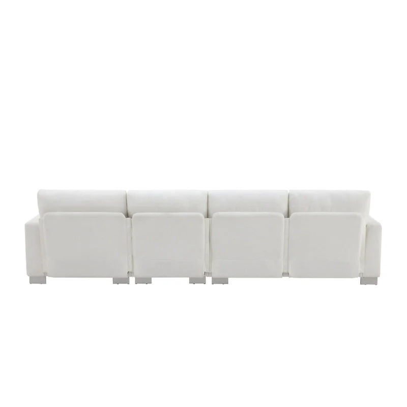 119 Chenille L-Shaped Sectional Sofa with Chaise Lounge and 2 Pillows