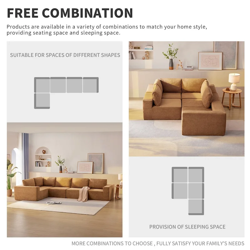 147 Modular Sectional Sofa,L Shaped Wide Seat Couch,Free Combination