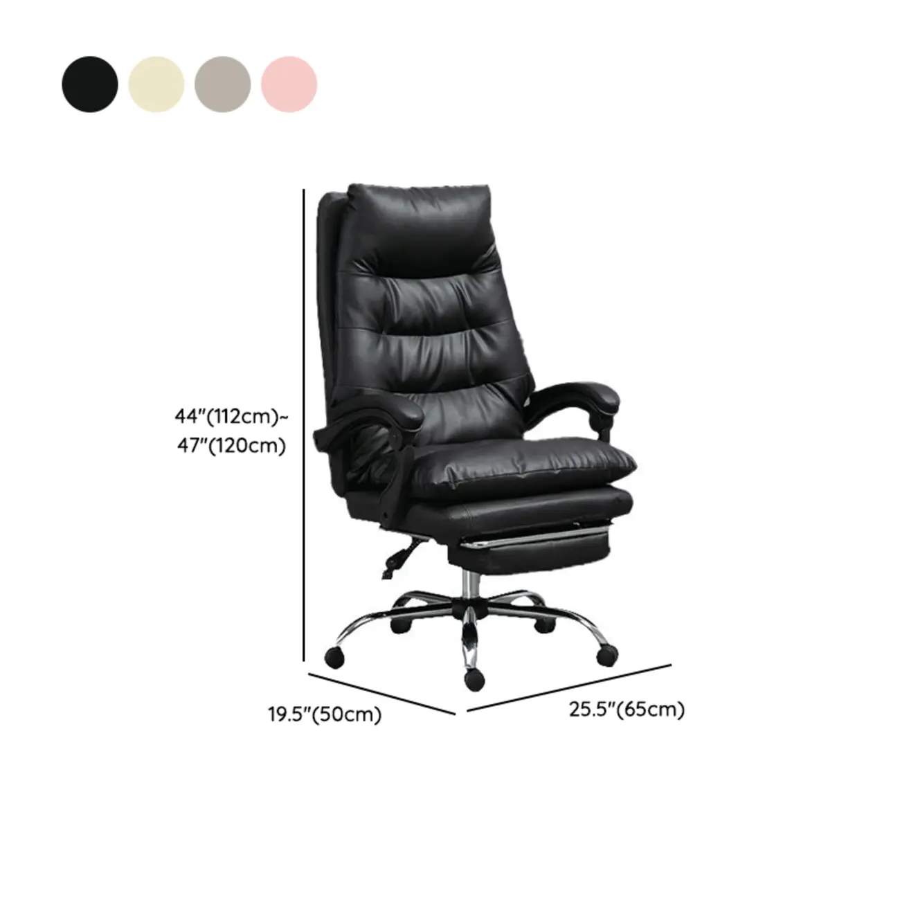 Reclining Black Leather Upholstered Office Chair