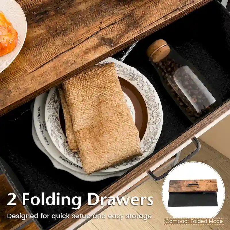 Costway Console Entryway Table Sofa Side Table with Folding Fabric