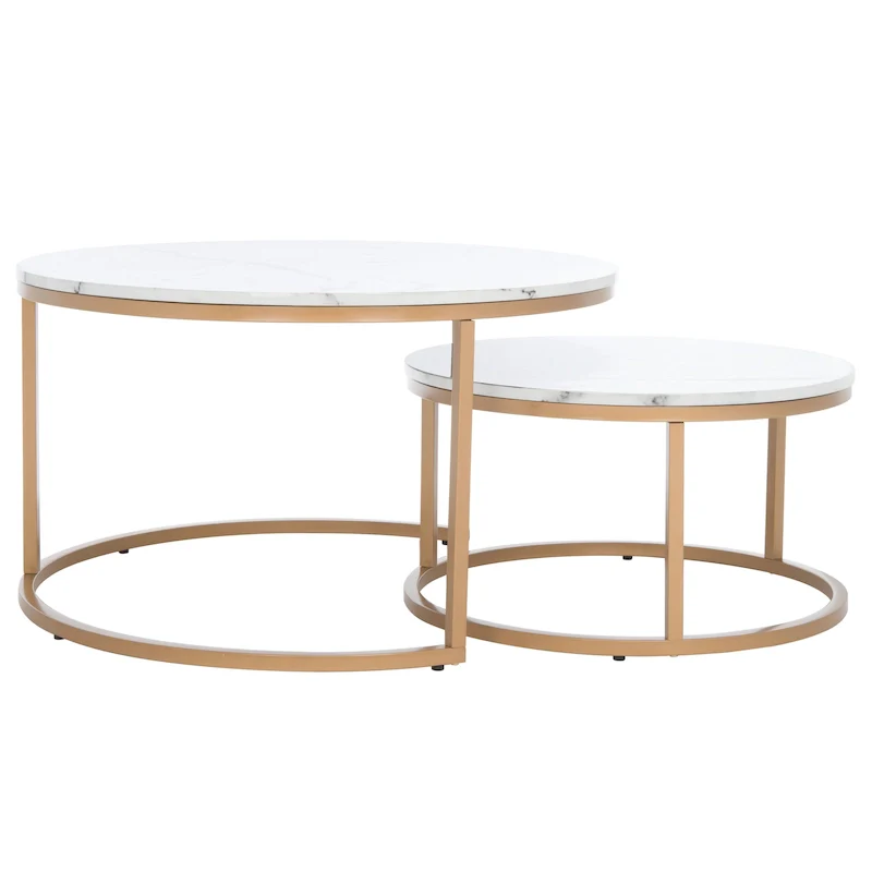 SAFAVIEH Elberta 2 Round Nesting Coffee Table - 43 L x 36 D x 18 H - 32Wx32Dx18H