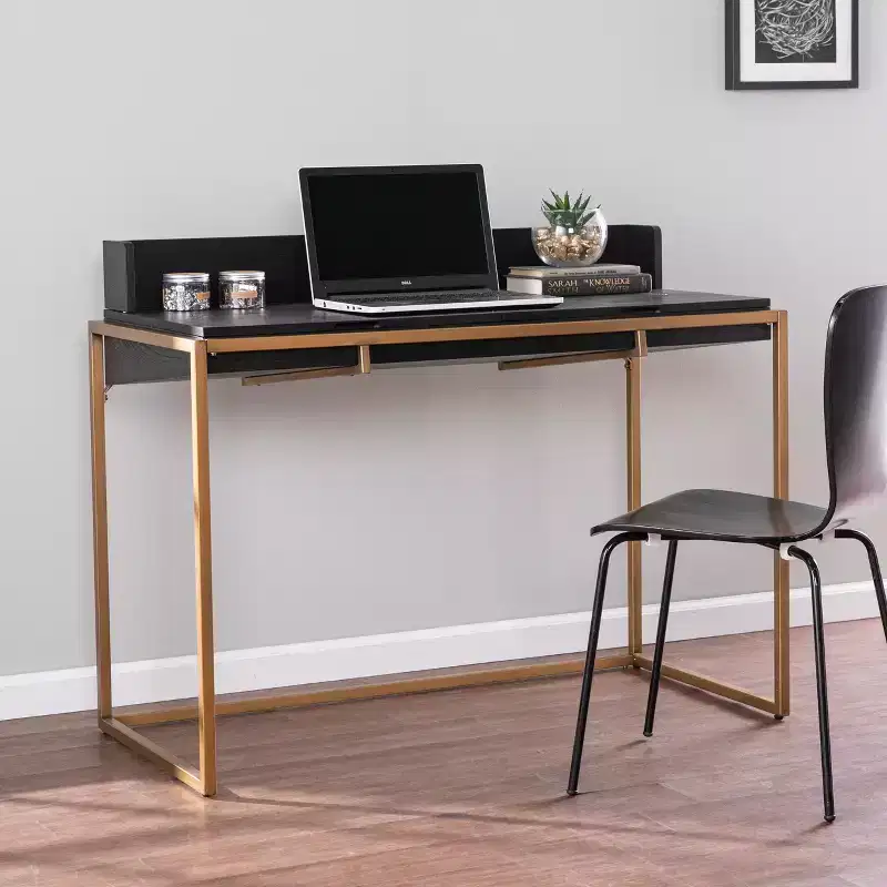 Caldlin Flip-Top Desk with Storage - Black - SEI