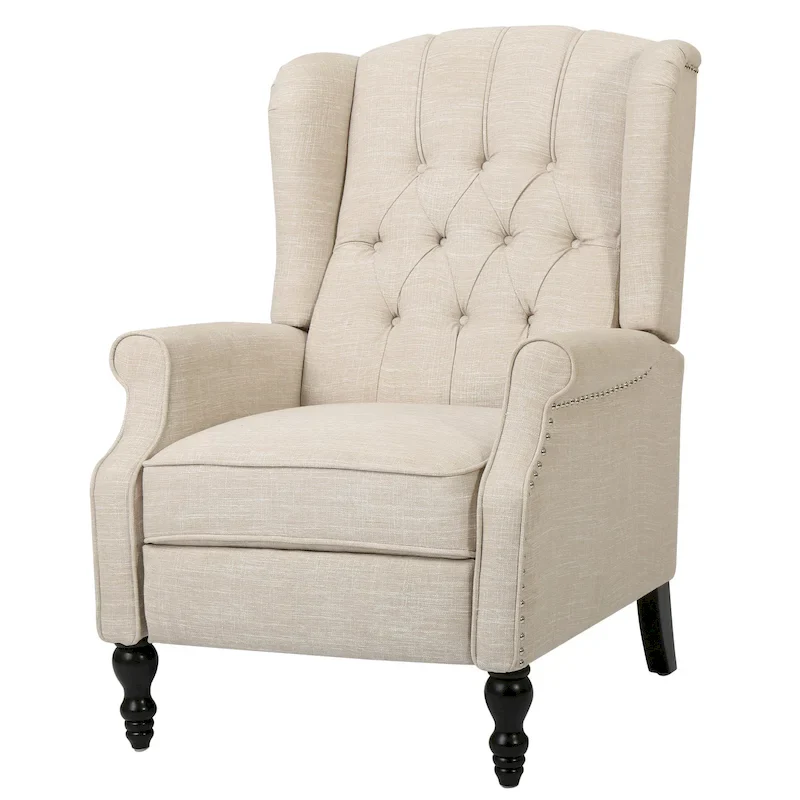 Tufted Fabric Wingback Recliner Club Chair