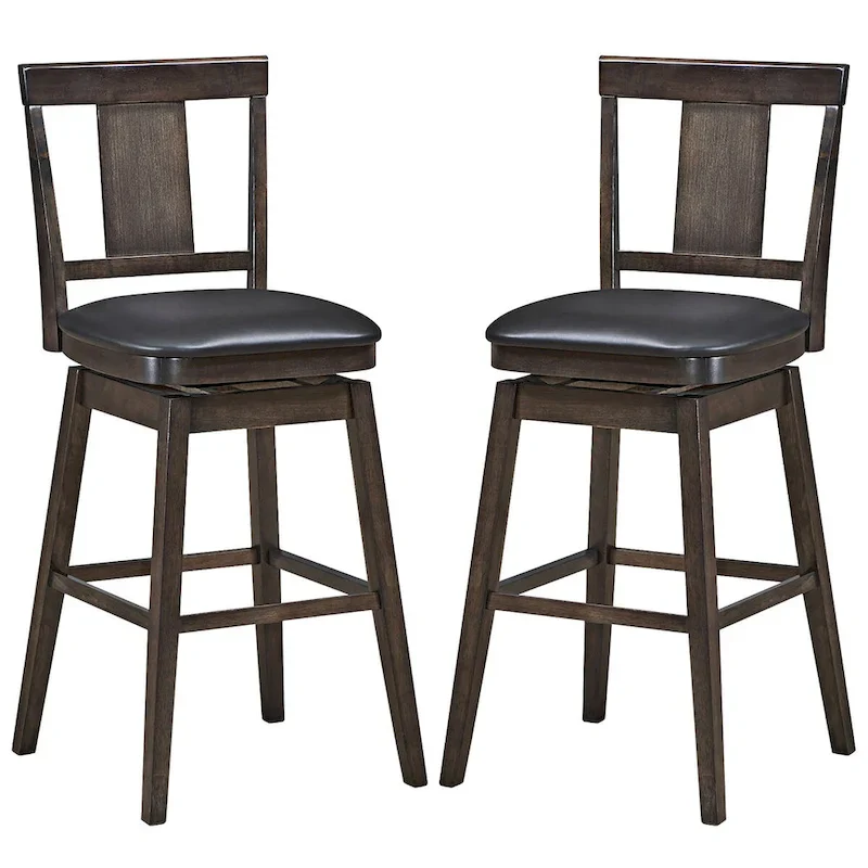 Swivel Bar Stool 29 inch Upholstered Pub Height Bar Chair with Rubber - Dark Grey