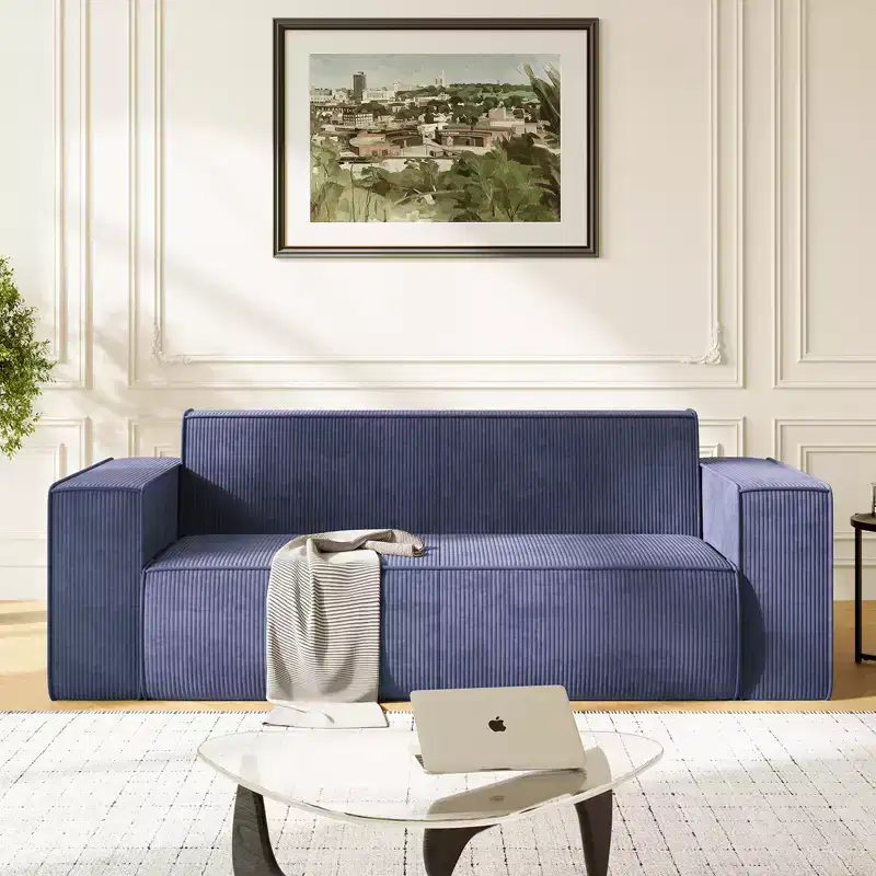 Mjkone Velvet Fabric Loveseat Sofa with Legless Design&Widened Armrest,Upholstered 2-Seater Couch for Living Room