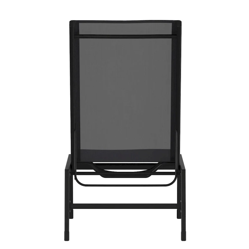 Set of 2 All-Weather Textilene Adjustable Chaise Lounge Chairs with Arms