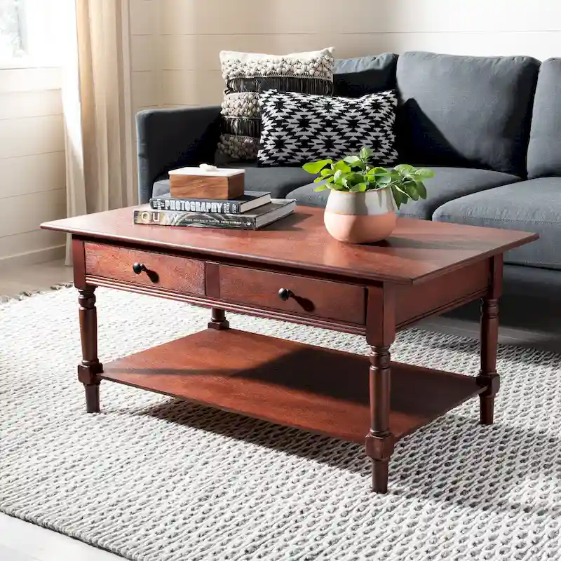 SAFAVIEH Bama Grey 2-Drawer Coffee Table - 41.7 W x 21.7 D x 18.5 H - 42Wx22Dx19H