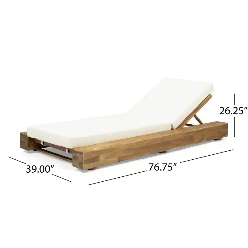 Christopher Knight Home Daphne Patio Adjustable Acacia Wood Chaise Lounge with Cushion (Set of 2)