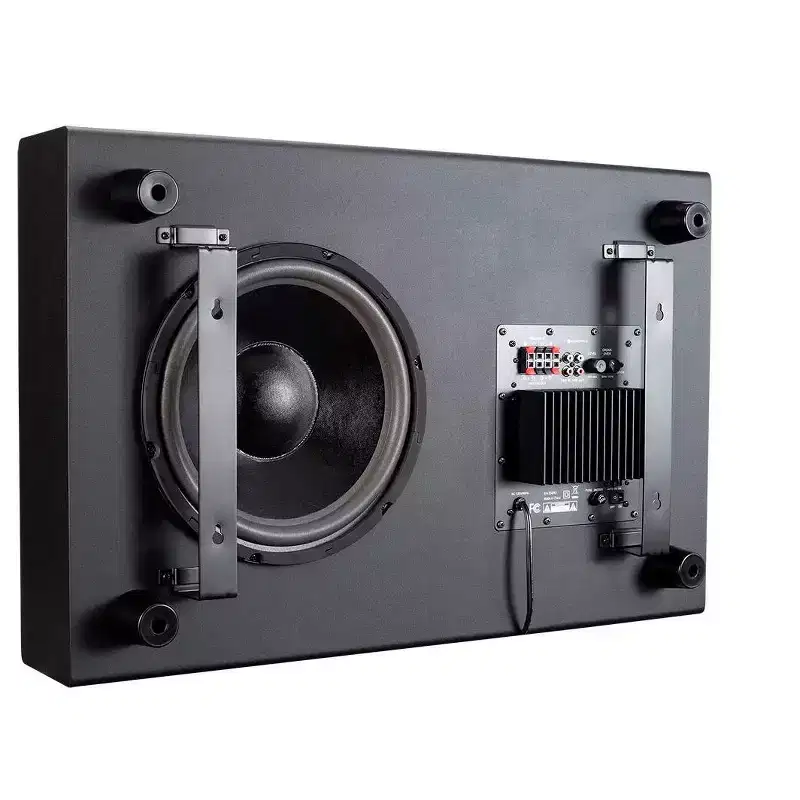 Monoprice SSW-12 Powered Slim Subwoofer - 12 Inch - Black With Ported Design, 150 Watts, LowProfile Includes On-Wall Mounting Brackets