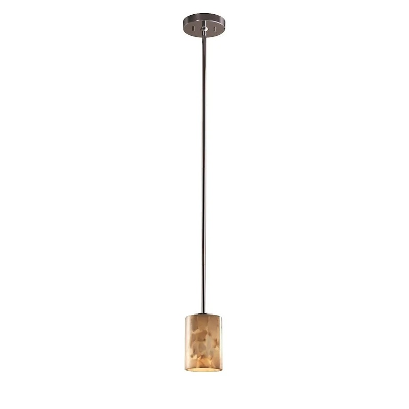 Justice Design Alabaster Rocks 1-light Brushed Nickel Mini Pendant, Rigit Stem Kit