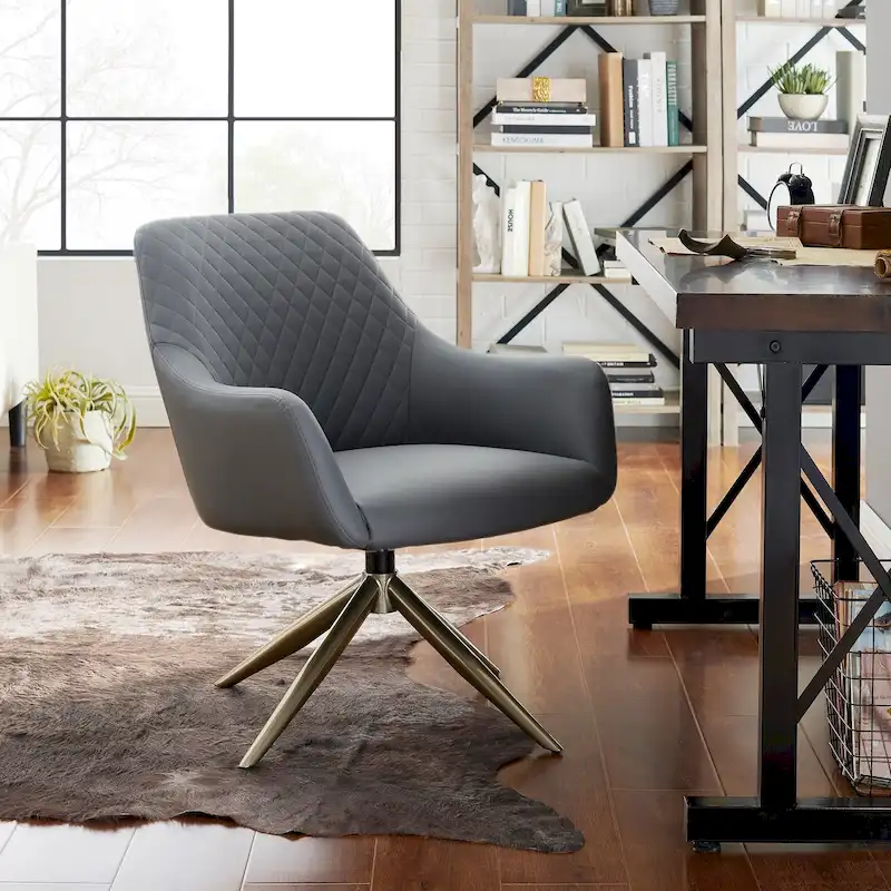 Art Leon Faux Leather Swivel Accent Arm Chair