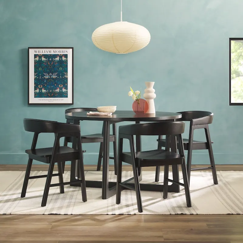 5 Piece Dining Table Set with Solid Wood Chairs