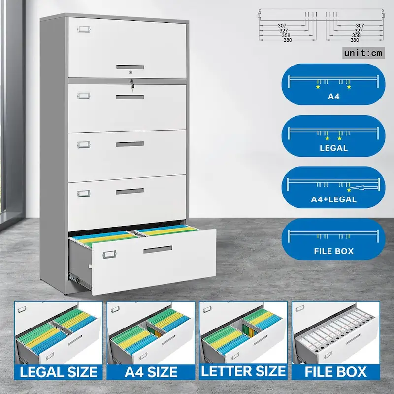 4-Drawer Lateral File Cabinet with Lock