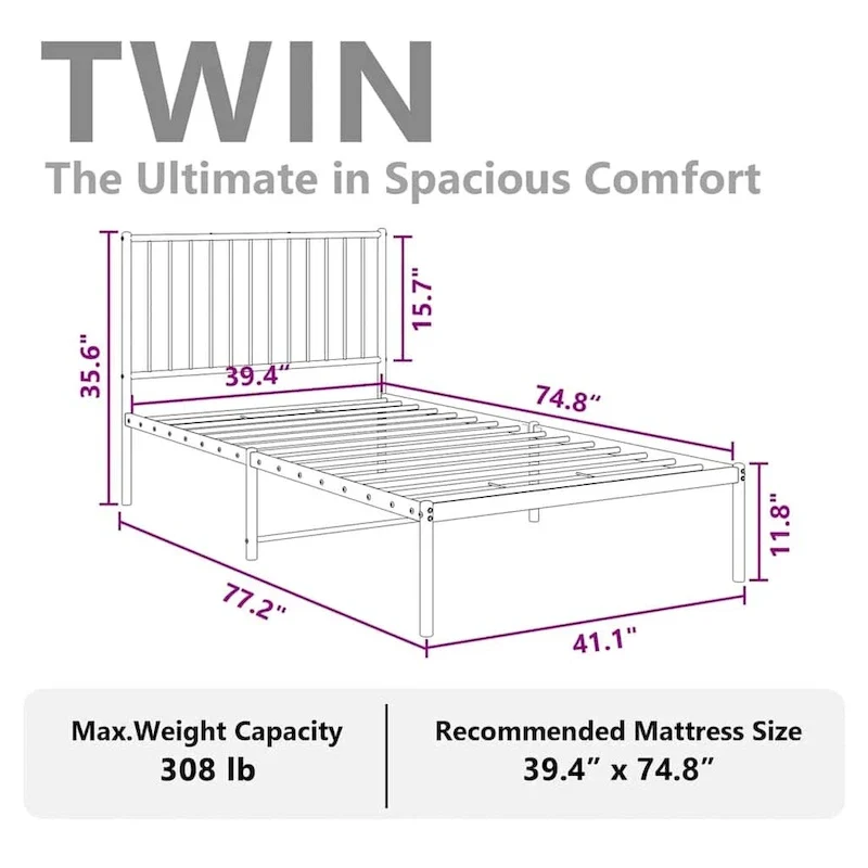vidaXL Metal Bed Frame, No Mattress