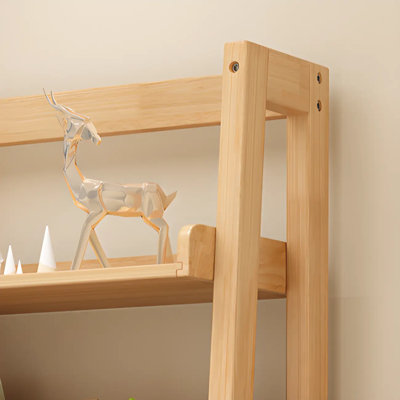 Scandinavian Rectangle Wood 5-Tier Ladder Bookcase