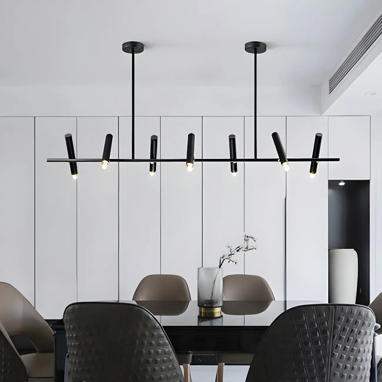 Modern Black Linear Island Pendant Light for Kitchen