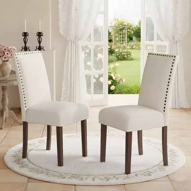 Ergonomic Velvet Dining Chairs with Thick Cushion & Solid Wood Legs for Dining Room and Living Room