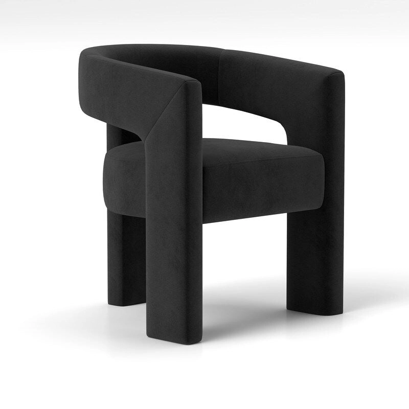 SEYNAR Modern Glam Velvet Upholstered Dining Chair, Open-Back Accent Chair