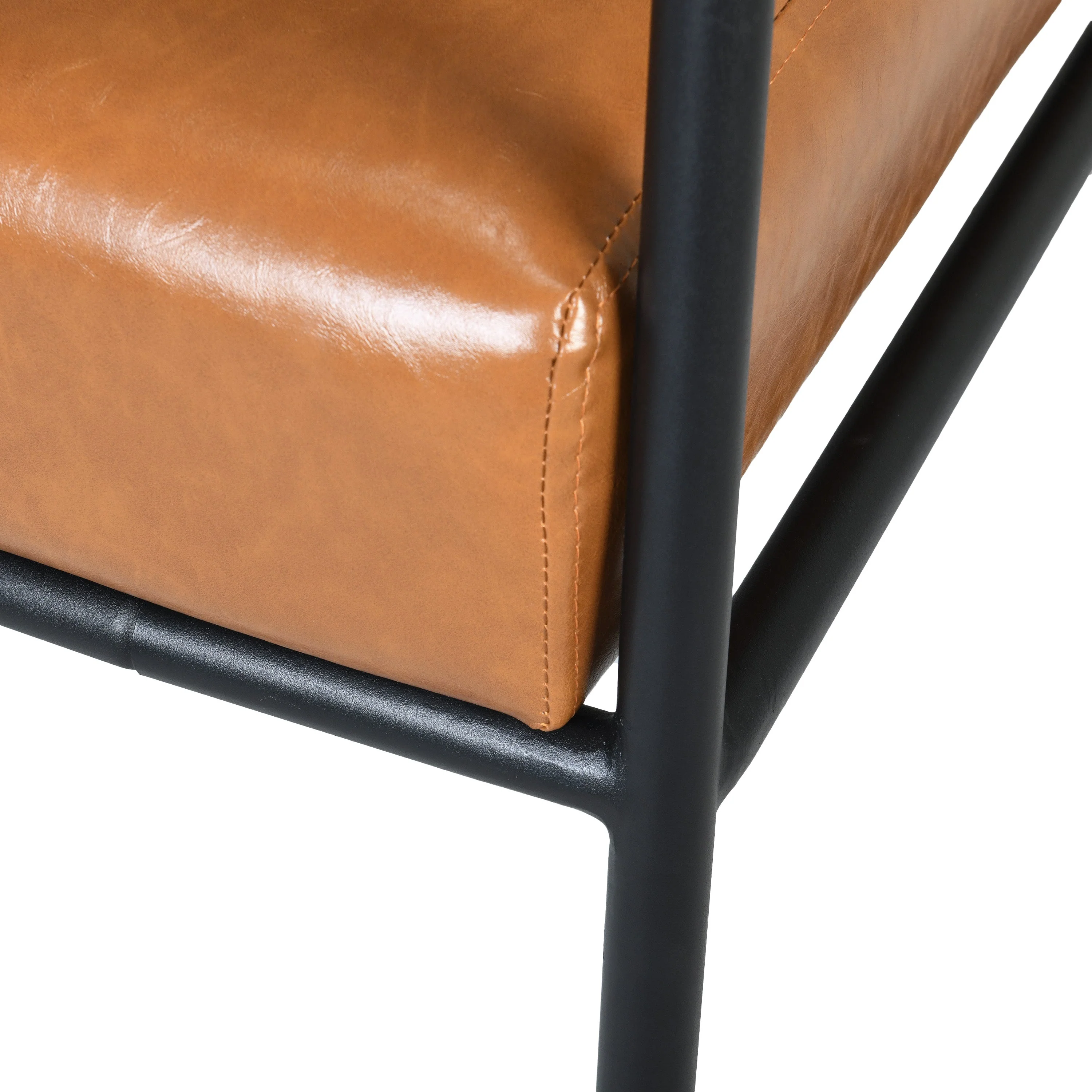 Mid-Century Modern Faux Leather Accent Chair, Brown