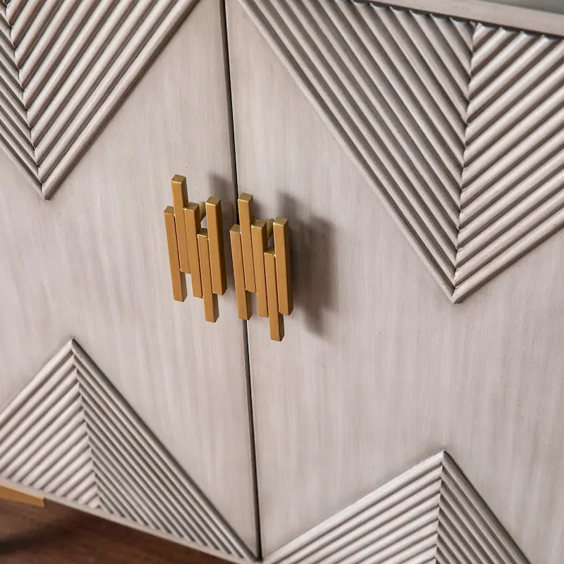 Laurelvale Grey Wood Cabinet w/ Goldtone Legs/Pulls