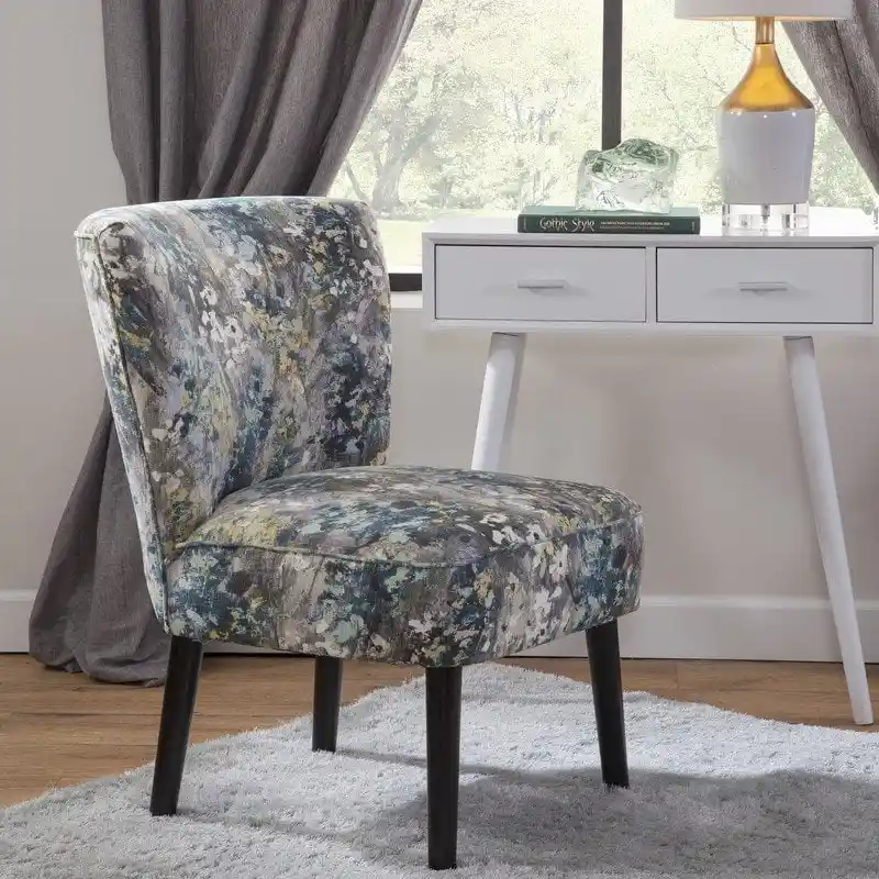 Armless Accent Side Chair with Solid Wood Legs, Espresso Finish