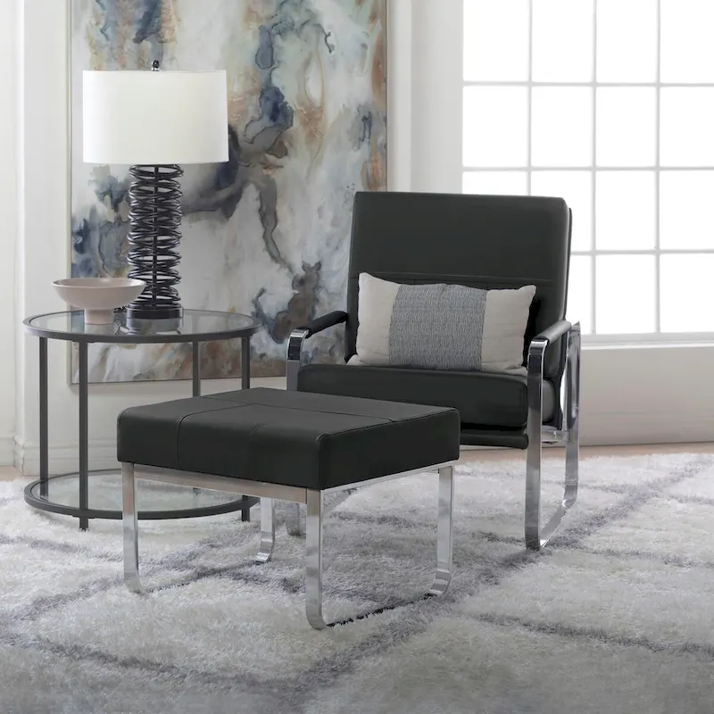 Studio Designs Home Allure Metal and Blended Leather Modern Accent Arm Chair