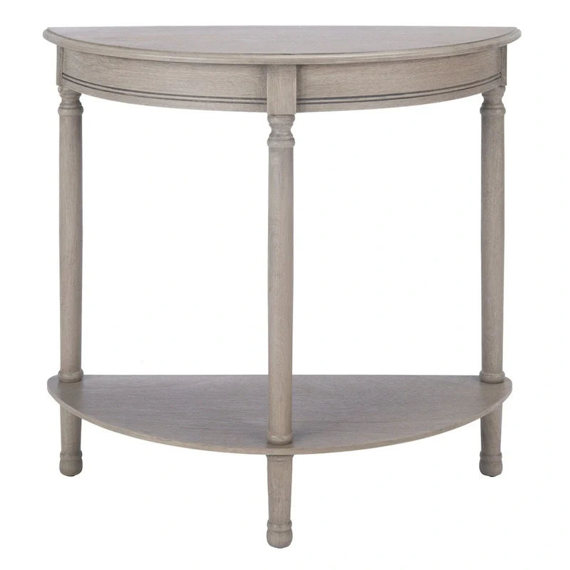 Greige / Brown / Black Traditional Half-Moon Console Table with Turned Legs - Single Use