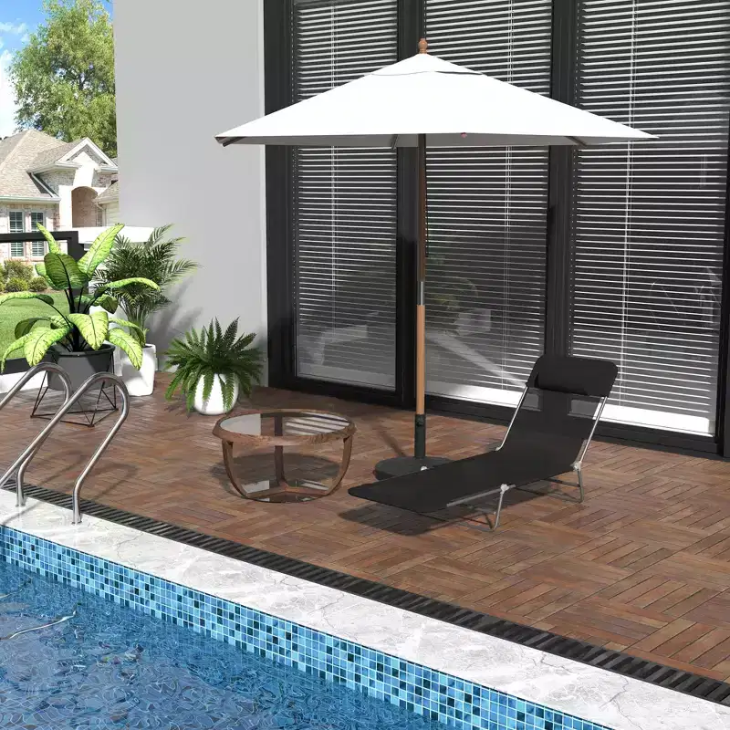 Folding Chaise Lounge Pool Chairs, Outdoor Sun Tanning Chairs with Pillow, Reclining Back, Steel Frame & Breathable Mesh for Beach, Patio