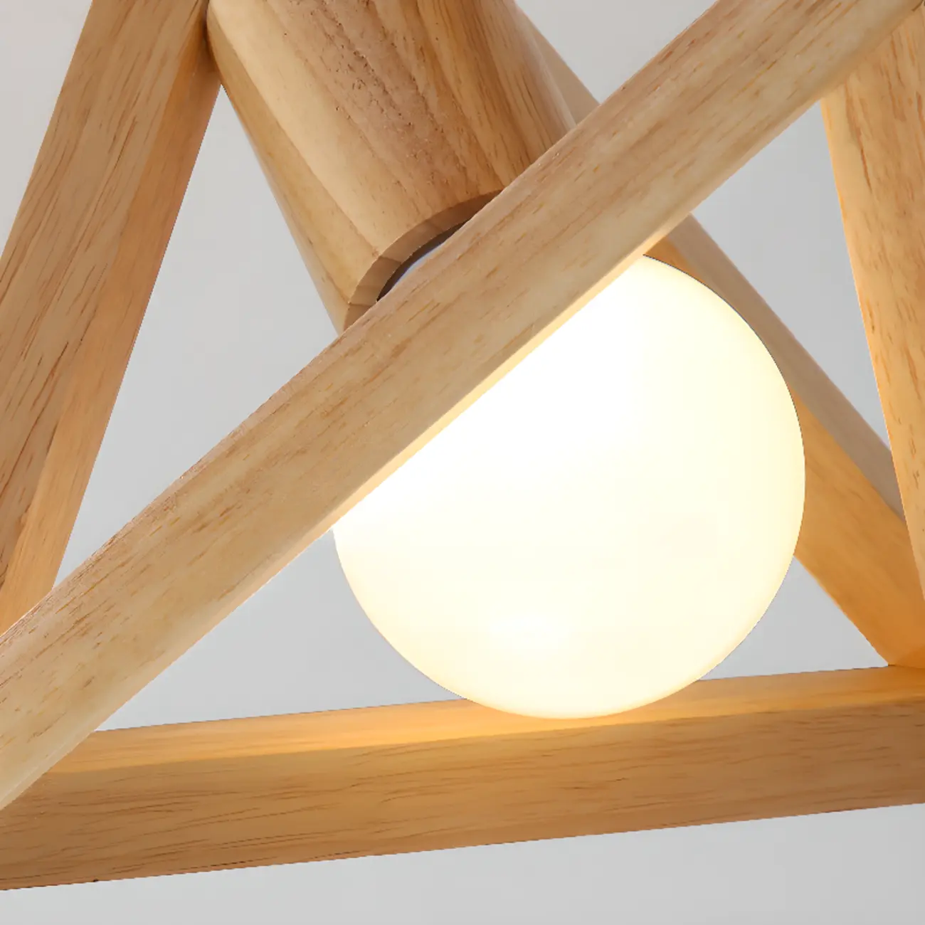 Natural Rubber Wood Cube Shade Semi Flush Ceiling Light