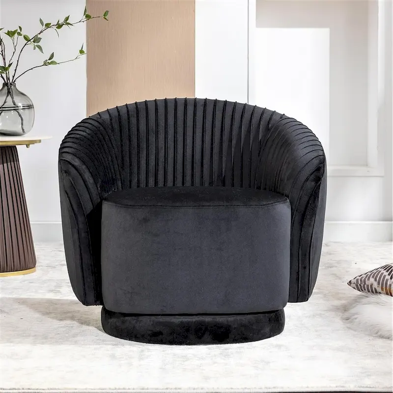 Modern Barrel Swivel Accent Chair with Plush Velvet Upholstery