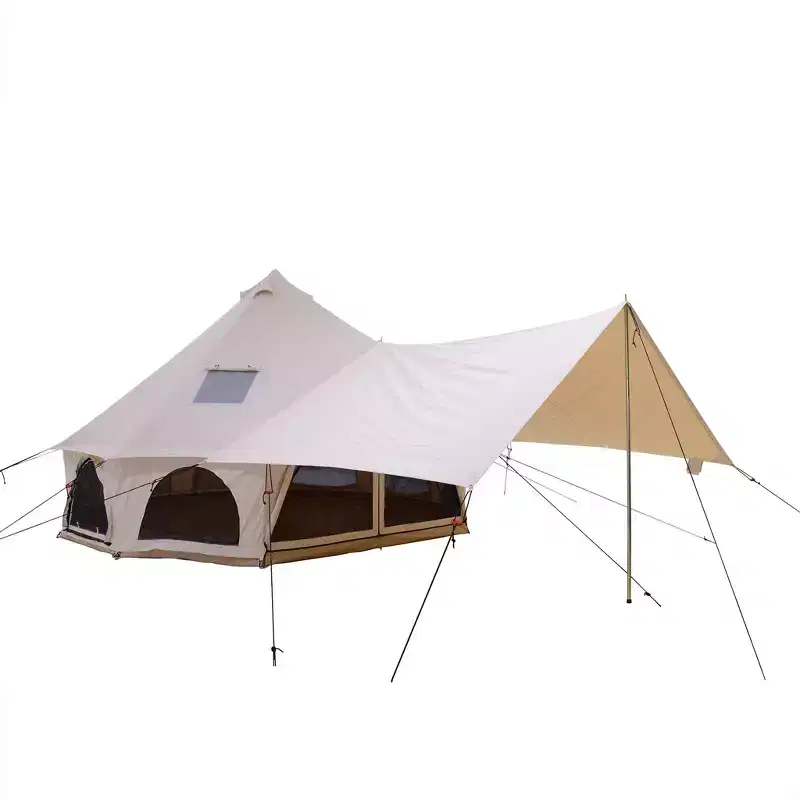 WHITE DUCK Regatta Heavy-Duty 100% Cotton Canvas Awning Sun Shelter with Steel Poles Camping Shade Weather Protection