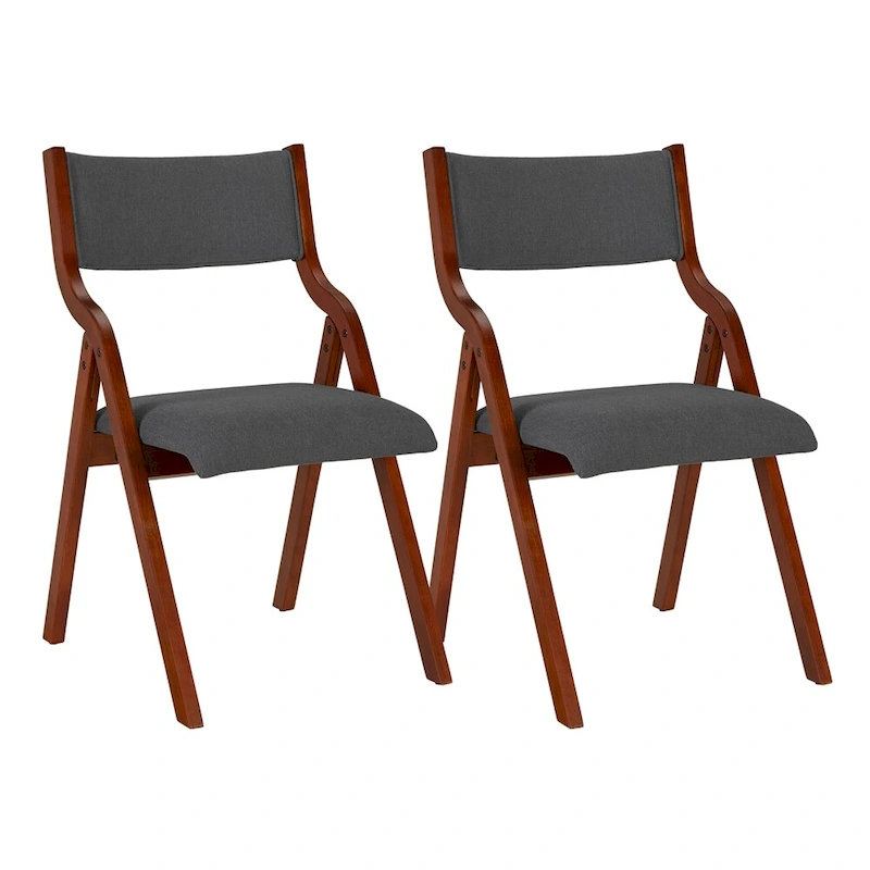 Upholstered Folding Dining Chair with Wood Legs (Set Of 2)